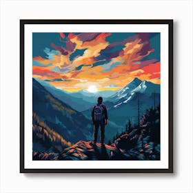 Man Looking At The Sunset Art Print