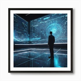 Futuristic Man In Futuristic Room 1 Art Print