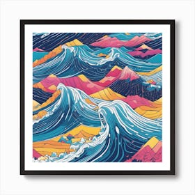 Minimalism Masterpiece, Trace In The Waves To Infinity + Fine Layered Texture + Complementary Cmyk C (1) Art Print