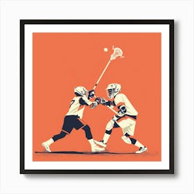 Two Lacrosse Players In Action 3 Art Print