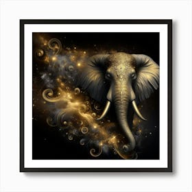 Golden Elephant 8 Art Print