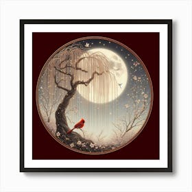 Willow Tree And Moon 1 Art Print