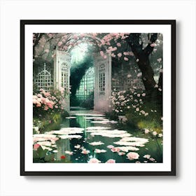 Cherry Blossoms In The Garden Art Print