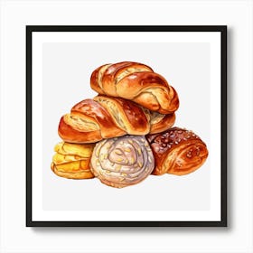 Buns And Croissants Art Print