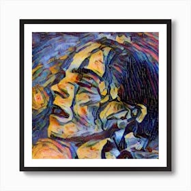 Female Face with Blue Art Print