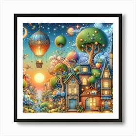 Doodle City At Night Art Print