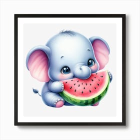 Watermelon Elephant Art Print