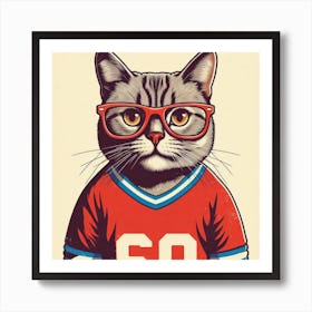 Cat In Red Jersey Art Print