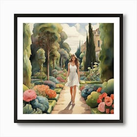 Girl In A Garden art print Art Print