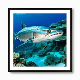 Barracuda Predator Ocean Fish Teeth Sleek Fast Aggressive Hunting Marine Wildlife Dangero (7) Art Print