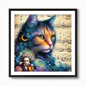 Beethoven Cat Art Print