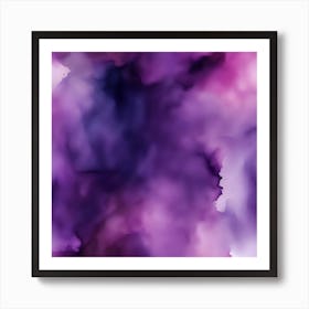 Beautiful plum amethyst abstract background. Drawn, hand-painted aquarelle. Wet watercolor pattern. Artistic background with copy space for design. Vivid web banner. Liquid, flow, fluid effect. Art Print