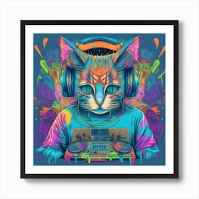 Dj Cat Art Print