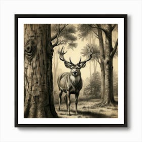 Deer In The Woods 15 Art Print