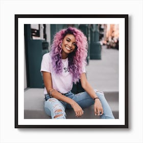 Girl With Purple ombré Hair Art Print