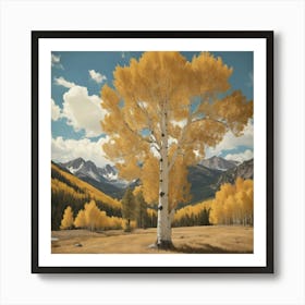 Bigtooth Aspen Vintage Autumn Tree Print Art Print 0 Art Print