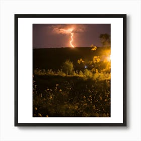 Lightning Strike At Night Art Print