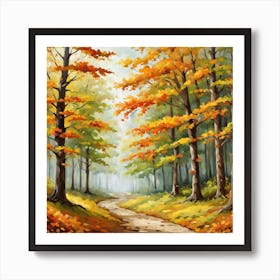 Forest In Autumn In Minimalist Style Square Composition 240 Art Print