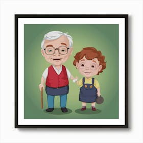 Old Man And Little Girl Art Print