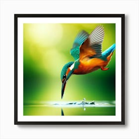 Kingfisher Flying Over Water Art Print