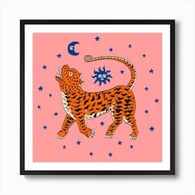 Tiger Temple Stars Pink Art Print