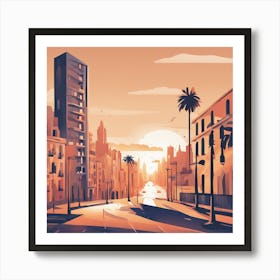 Cityscape At Sunset 2 Art Print