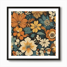 70s Retro Floral Print Art Print