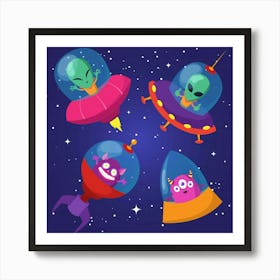 Aliens In Space Art Print