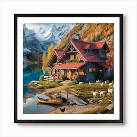 Cabin In The Mountains 3 Art Print