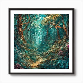 Stained Glass Forest Art Print