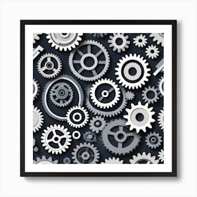 Gears Seamless Pattern 6 Art Print