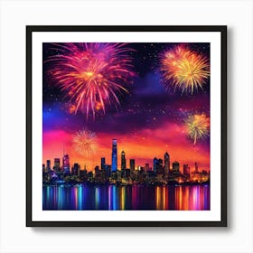 New York City Fireworks Art Print