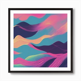 Minimalism Masterpiece, Trace In The Waves To Infinity + Fine Layered Texture + Complementary Cmyk C (31) Art Print