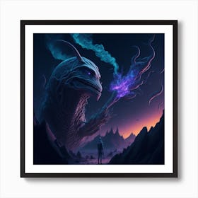 alien blue smoking Art Print