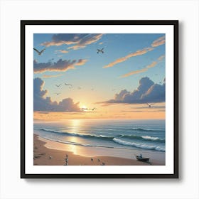 Ocean Sunset Beach Art Print (9) Art Print