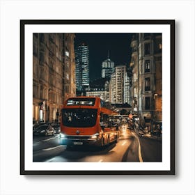 City Bus At Night Art Print