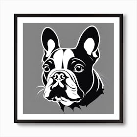 French Bulldog, Black and white illustration, Dog drawing, Dog art, Animal illustration, Pet portrait, Realistic dog art Art Print