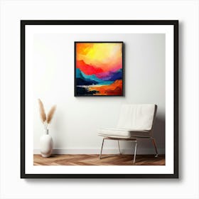 Mock Up Canvas Framed Art Gallery Wall Mounted Textured Print Abstract Landscape Portrait (27) Art Print