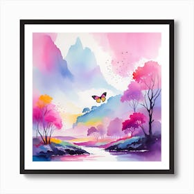 Butterfly In The Mountains Art Print