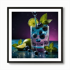 Blueberry Juice With Lime And Mint Art Print