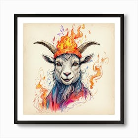 Goat In Flames 10 Art Print