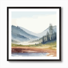 Watercolor Landscape Painting Art Print