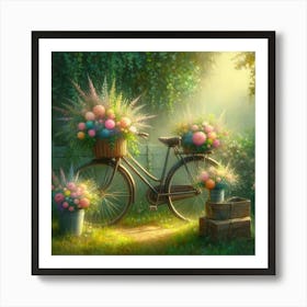 Flowers On A Bicycle 2 Art Print