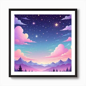 Sky With Twinkling Stars In Pastel Colors Square Composition 237 Art Print