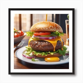 Hamburger On A Plate 184 Art Print