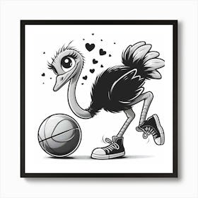 Ostrich Basketball Art Print