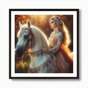 Beautiful Woman On A Horse68 Art Print