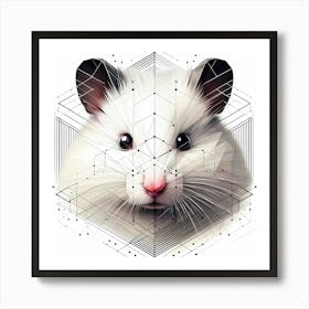 White Hamster - Abstract Line Art Illustration 154 Art Print