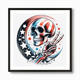 American Flag Skull 2 Art Print