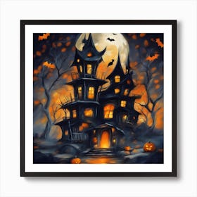 Halloween Haunted House Art Print